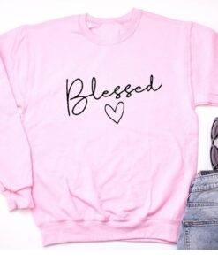 Women’s Blessed Printed Sweatshirt FASHION & STYLE Sweaters & Sweatshirts cb5feb1b7314637725a2e7: Black|Gray|Pink|White|Yellow 