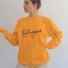 Women’s Blessed Printed Sweatshirt FASHION & STYLE Sweaters & Sweatshirts cb5feb1b7314637725a2e7: Black|Gray|Pink|White|Yellow