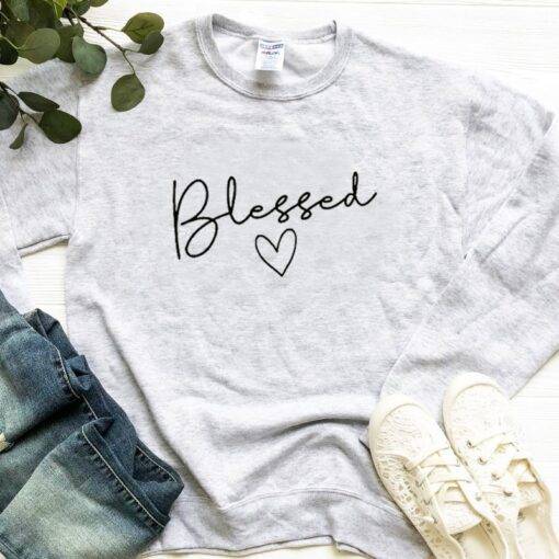 Women’s Blessed Printed Sweatshirt FASHION & STYLE Sweaters & Sweatshirts cb5feb1b7314637725a2e7: Black|Gray|Pink|White|Yellow