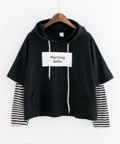 Women’s Sweatshirt with Striped Sleeves FASHION & STYLE Sweaters & Sweatshirts cb5feb1b7314637725a2e7: Black|Blue|White 