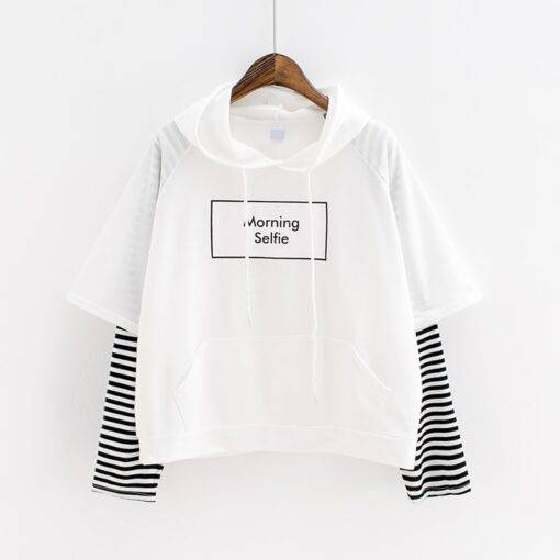 Women’s Sweatshirt with Striped Sleeves FASHION & STYLE Sweaters & Sweatshirts cb5feb1b7314637725a2e7: Black|Blue|White