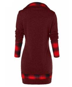 Women’s Tartan Turtleneck Pullover FASHION & STYLE Sweaters & Sweatshirts cb5feb1b7314637725a2e7: Black / White 2|Black Red|Black White|Blue Red|Grey Red|Wine Red 