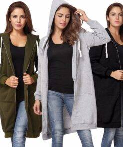 Women’s Winter Long Hoodie FASHION & STYLE Sweaters & Sweatshirts cb5feb1b7314637725a2e7: Army Green|Black|Gray 