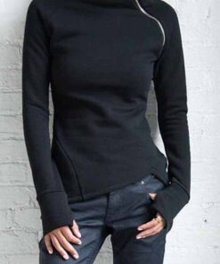Women’s Turtleneck Pullover With Zipper FASHION & STYLE Sweaters & Sweatshirts cb5feb1b7314637725a2e7: Black 