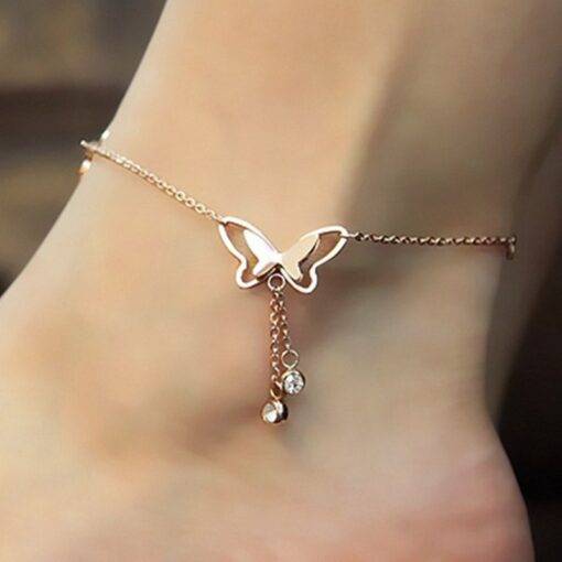 Anklet with Butterfly Pendant Anklets JEWELRY & ORNAMENTS cb5feb1b7314637725a2e7: Gold|Rose Gold|Silver