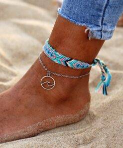 Women’s Vintage Knitted Cotton Anklet Anklets JEWELRY & ORNAMENTS cb5feb1b7314637725a2e7: Blue|Pink 