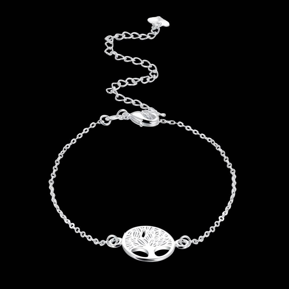 Silver Chain Anklet with Tree Of Life