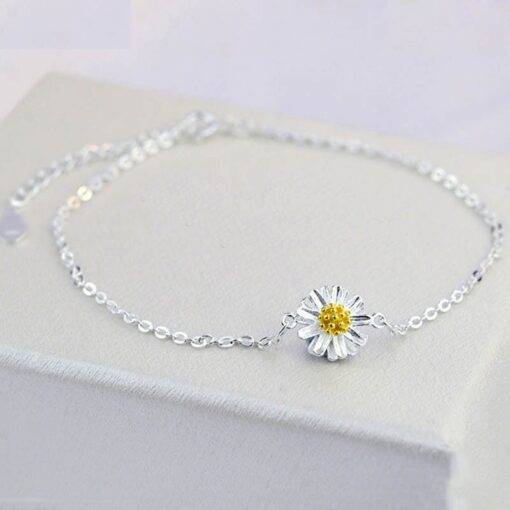 Cute Silver Anklet with Daisy Flower Anklets JEWELRY & ORNAMENTS Fine or Fashion: Fashion