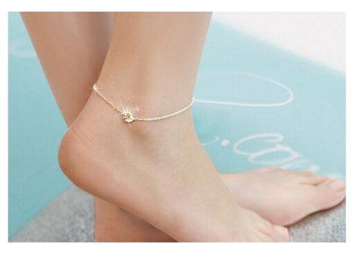 Cute Silver Anklet with Daisy Flower Anklets JEWELRY & ORNAMENTS Fine or Fashion: Fashion