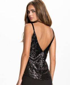 Backless Sequined Party Top Camisoles & Thermals FASHION & STYLE cb5feb1b7314637725a2e7: Black 