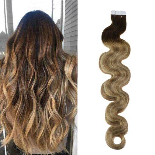 Ombre Body Wave Tape-In Remy Human Hair Extensions Set BEAUTY & SKIN CARE Hair Extension & Wigs cb5feb1b7314637725a2e7: Blonde / Brown