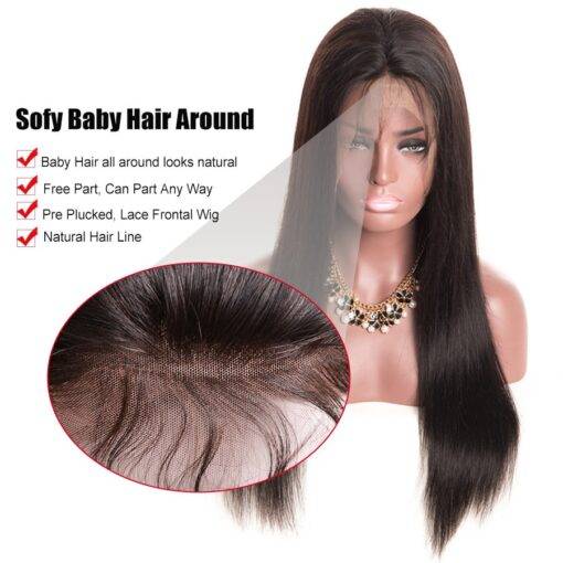 Straight Human Hair Wig with Baby Hair BEAUTY & SKIN CARE Hair Extension & Wigs cb5feb1b7314637725a2e7: Natural color