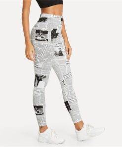 Women’s Newspaper Print White Leggings FASHION & STYLE Jeans & Jeggings cb5feb1b7314637725a2e7: White 