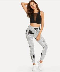 Women’s Newspaper Print White Leggings FASHION & STYLE Jeans & Jeggings cb5feb1b7314637725a2e7: White 