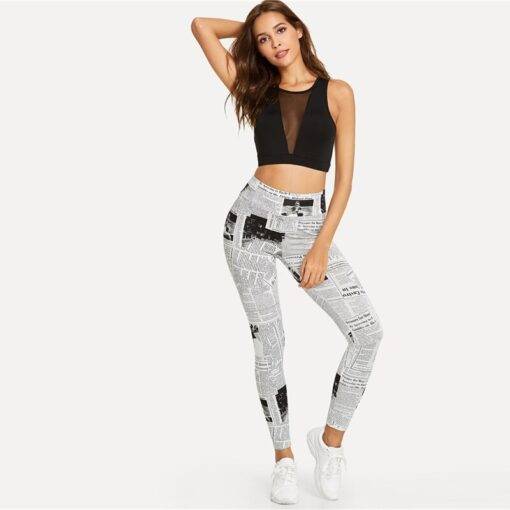 Women’s Newspaper Print White Leggings FASHION & STYLE Jeans & Jeggings cb5feb1b7314637725a2e7: White