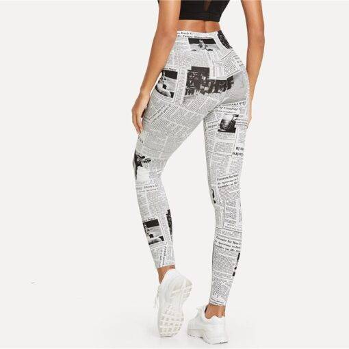 Women’s Newspaper Print White Leggings FASHION & STYLE Jeans & Jeggings cb5feb1b7314637725a2e7: White