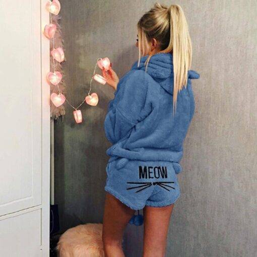 Women’s Cat Meow Printed Pajama Set FASHION & STYLE Sleepwear cb5feb1b7314637725a2e7: Army Green|Beige|Blue|Brown|Dark Grey|Grey|Khaki|Light Pink|Pink|Purple|Red|Red Wine|Sky Blue|White|Yellow