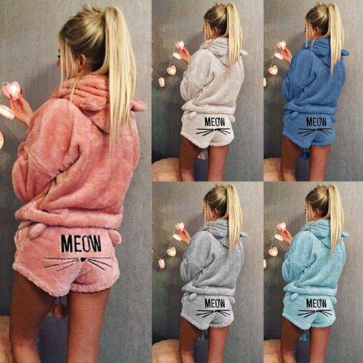 Women’s Cat Meow Printed Pajama Set FASHION & STYLE Sleepwear cb5feb1b7314637725a2e7: Army Green|Beige|Blue|Brown|Dark Grey|Grey|Khaki|Light Pink|Pink|Purple|Red|Red Wine|Sky Blue|White|Yellow