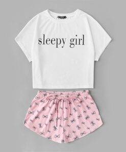 Women’s Two Pieces Pajama Set FASHION & STYLE Sleepwear cb5feb1b7314637725a2e7: White + Pink 