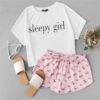 Women’s Two Pieces Pajama Set FASHION & STYLE Sleepwear cb5feb1b7314637725a2e7: White + Pink