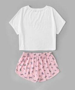 Women’s Two Pieces Pajama Set FASHION & STYLE Sleepwear cb5feb1b7314637725a2e7: White + Pink 