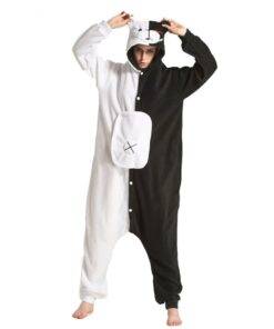 Black and White Fleece Bear Shaped Kigurumi FASHION & STYLE Sleepwear cb5feb1b7314637725a2e7: Black White
