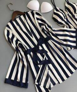 Women’s Striped Pajama 3 Pcs Set FASHION & STYLE Sleepwear cb5feb1b7314637725a2e7: Blue|Green|Pink