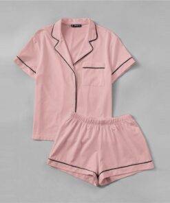 Women’s Striped Design Two Piece Pajama Set FASHION & STYLE Sleepwear cb5feb1b7314637725a2e7: Pink