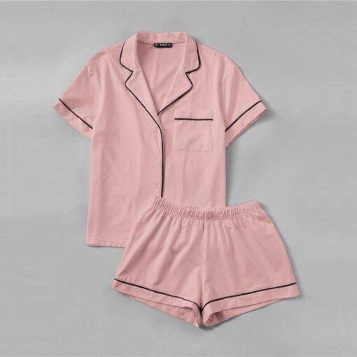 Women’s Striped Design Two Piece Pajama Set FASHION & STYLE Sleepwear cb5feb1b7314637725a2e7: Pink