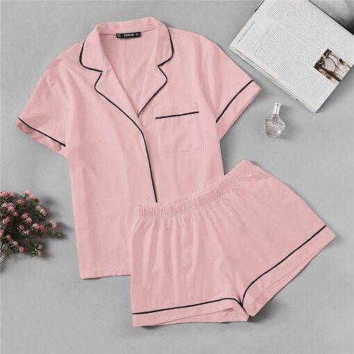 Women’s Striped Design Two Piece Pajama Set FASHION & STYLE Sleepwear cb5feb1b7314637725a2e7: Pink