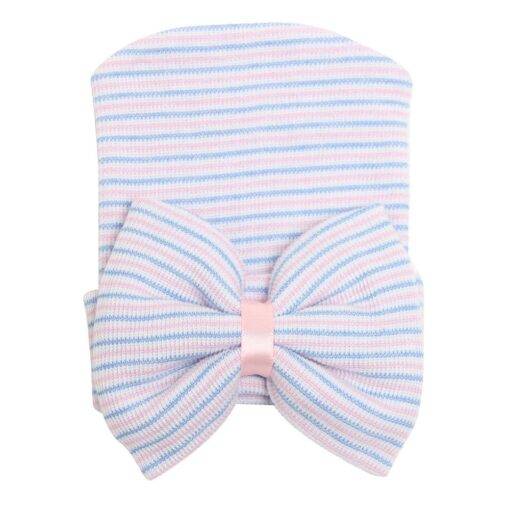Girl’s Striped Hat With Bow Children & Baby Fashion FASHION & STYLE cb5feb1b7314637725a2e7: Blue|Blue & Pink|Pink|Pink + White|White