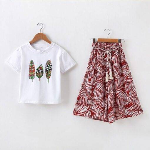 Girl’s Fashion Printed Polyester T-Shirt and Pants Children & Baby Fashion FASHION & STYLE cb5feb1b7314637725a2e7: Green|Red