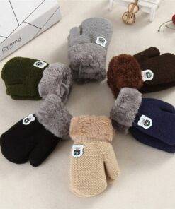 Extra Warm Knitted Gloves Children & Baby Fashion FASHION & STYLE cb5feb1b7314637725a2e7: Beige|Black|Dark Coffee|Gray|Green|Navy Blue 