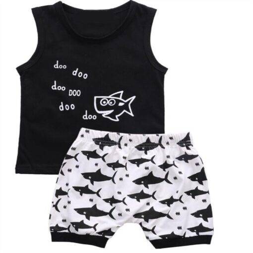 Baby Boy’s Sharks Patterned Clothing Set Children & Baby Fashion FASHION & STYLE cb5feb1b7314637725a2e7: Black 1|Black 2|Red|White