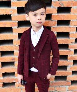 Boy’s Plaid Three Pieces Suit Set Children & Baby Fashion FASHION & STYLE cb5feb1b7314637725a2e7: Blue|Gray|Wine 