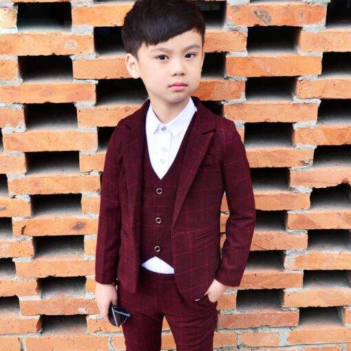 Boy’s Plaid Three Pieces Suit Set Children & Baby Fashion FASHION & STYLE cb5feb1b7314637725a2e7: Blue|Gray|Wine