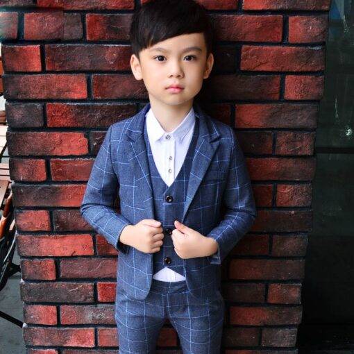 Boy’s Plaid Three Pieces Suit Set Children & Baby Fashion FASHION & STYLE cb5feb1b7314637725a2e7: Blue|Gray|Wine