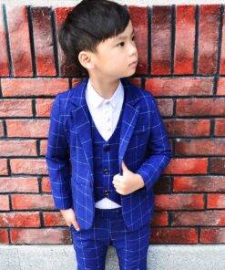 Boy’s Plaid Three Pieces Suit Set Children & Baby Fashion FASHION & STYLE cb5feb1b7314637725a2e7: Blue|Gray|Wine 