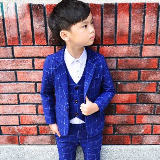 Boy’s Plaid Three Pieces Suit Set Children & Baby Fashion FASHION & STYLE cb5feb1b7314637725a2e7: Blue|Gray|Wine