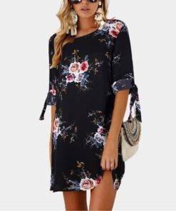 Women’s Loose Floral Printed Summer Dress Dresses & Jumpsuits FASHION & STYLE cb5feb1b7314637725a2e7: Black|Gray|Khaki|Navy Blue|Pink|Sky Blue|White|Wine Red 