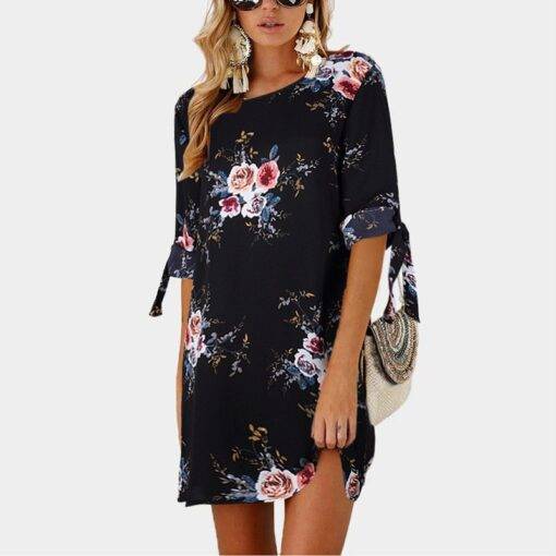 Women’s Loose Floral Printed Summer Dress Dresses & Jumpsuits FASHION & STYLE cb5feb1b7314637725a2e7: Black|Gray|Khaki|Navy Blue|Pink|Sky Blue|White|Wine Red