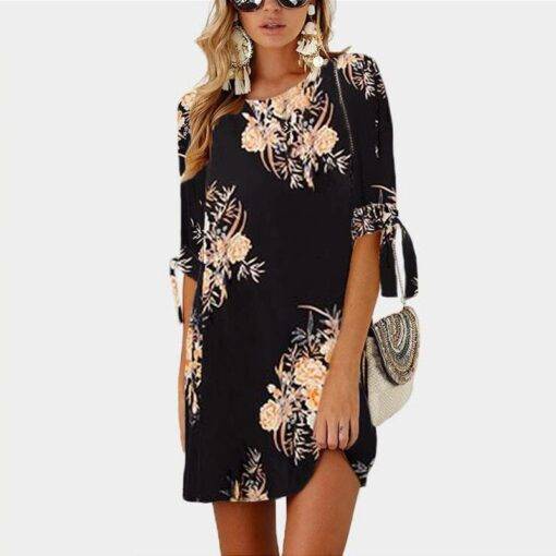 Women’s Loose Floral Printed Summer Dress Dresses & Jumpsuits FASHION & STYLE cb5feb1b7314637725a2e7: Black|Gray|Khaki|Navy Blue|Pink|Sky Blue|White|Wine Red