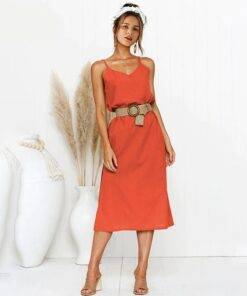 Bohemian Spaghetti Strap Midi Dress for Women Dresses & Jumpsuits FASHION & STYLE cb5feb1b7314637725a2e7: Army Green|Black|Orange