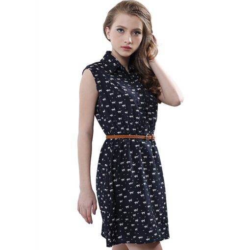 Women’s Cat Patterned Dress with Belt Dresses & Jumpsuits FASHION & STYLE 6f6cb72d544962fa333e2e: L|M|S|XL