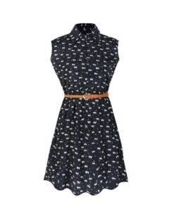 Women’s Cat Patterned Dress with Belt Dresses & Jumpsuits FASHION & STYLE 6f6cb72d544962fa333e2e: L|M|S|XL 