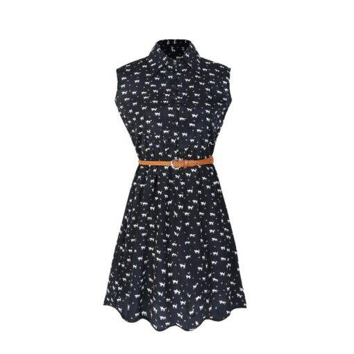 Women’s Cat Patterned Dress with Belt Dresses & Jumpsuits FASHION & STYLE 6f6cb72d544962fa333e2e: L|M|S|XL