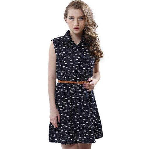 Women’s Cat Patterned Dress with Belt Dresses & Jumpsuits FASHION & STYLE 6f6cb72d544962fa333e2e: L|M|S|XL