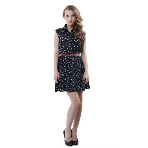 Women’s Cat Patterned Dress with Belt Dresses & Jumpsuits FASHION & STYLE 6f6cb72d544962fa333e2e: L|M|S|XL