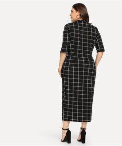 Women’s Plus Size Elegant Style Plaid Dress Dresses & Jumpsuits FASHION & STYLE cb5feb1b7314637725a2e7: Black|Green|White 