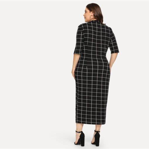 Women’s Plus Size Elegant Style Plaid Dress Dresses & Jumpsuits FASHION & STYLE cb5feb1b7314637725a2e7: Black|Green|White